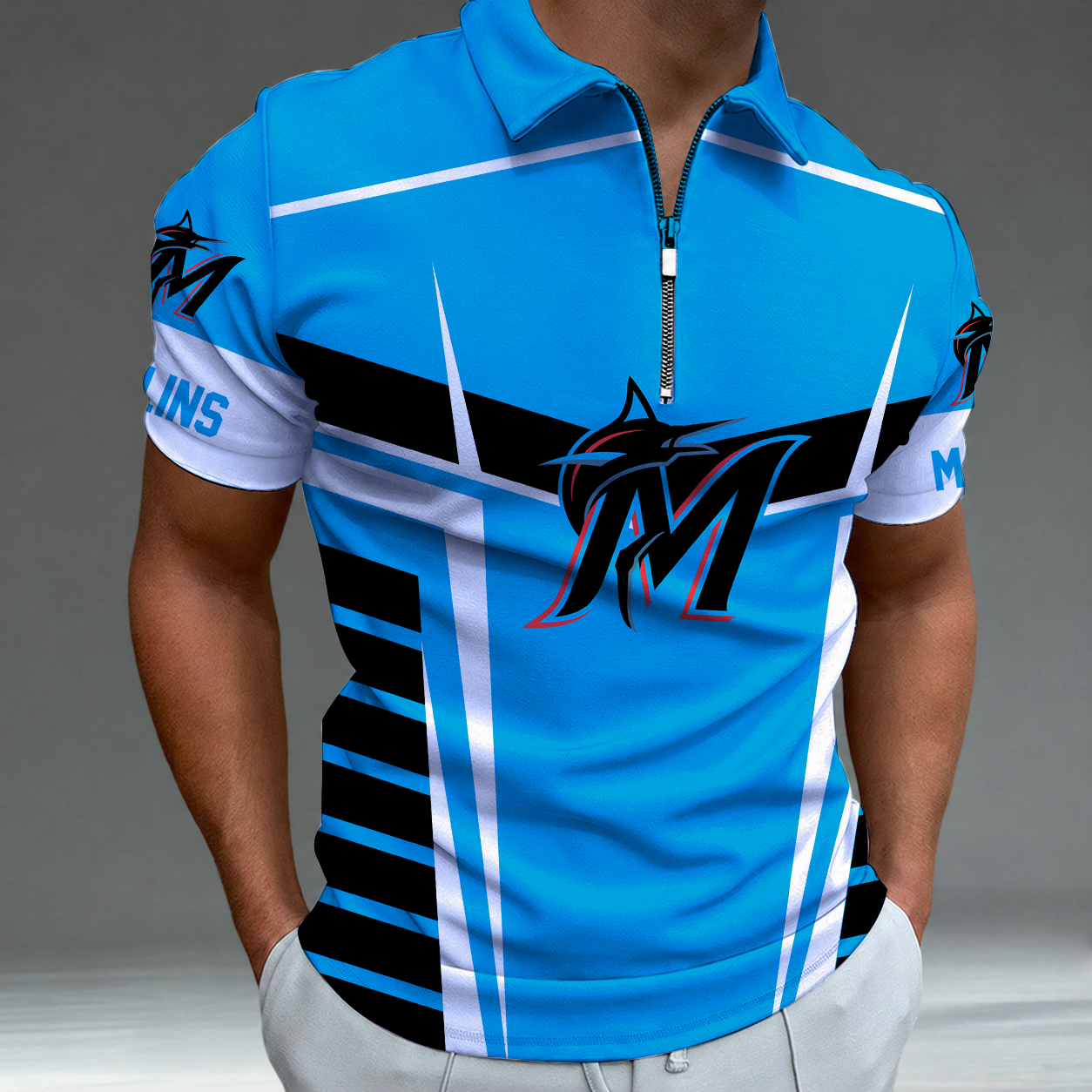 Limited Edition – Customized MLB MiaMiami Marlins Zip Polo Shirt