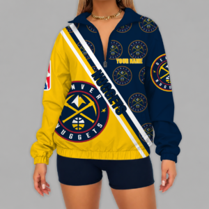 Limited Edition – Customized NBA Denver Nuggets V-Neck Zipper Sweatshirt Jacket