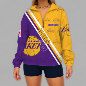 Limited Edition – Customized NBA Los Angeles Lakers V-Neck Zipper Sweatshirt Jacket