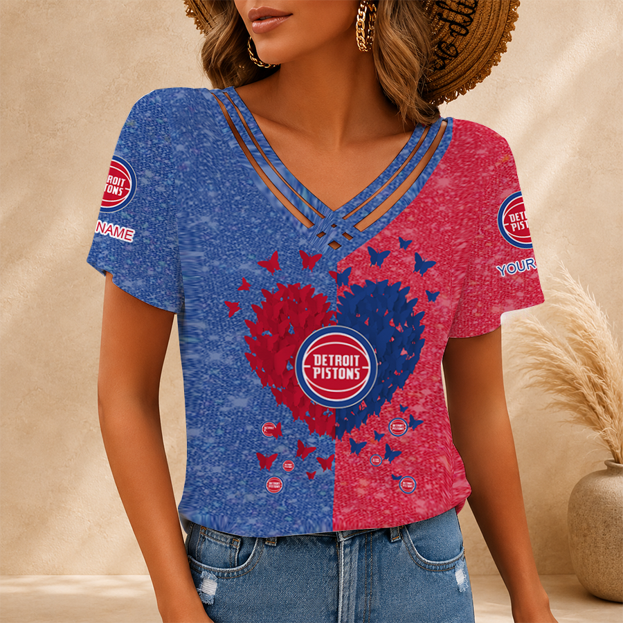 Limited Edition – Customized NBA Detroit Pistons V-Neck Shirt