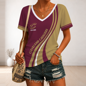 Limited Edition – New Customized NBA Cleveland Cavaliers V-Neck Female Shirt TTH2107126