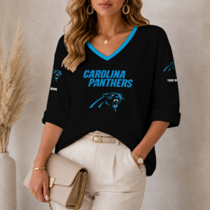 Limited Edition – Customized NFL Carolina Panthers Women’s Heart V-Neck Long Sleeve Shirt