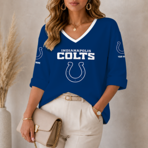 Limited Edition – Customized NFL Indianapolis Colts Women’s Heart V-Neck Long Sleeve Shirt