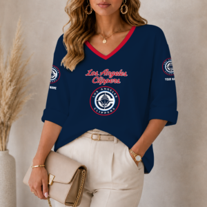 Limited Edition – Customized NBA Los Angeles Clippers Women’s Heart V-Neck Long Sleeve Shirt