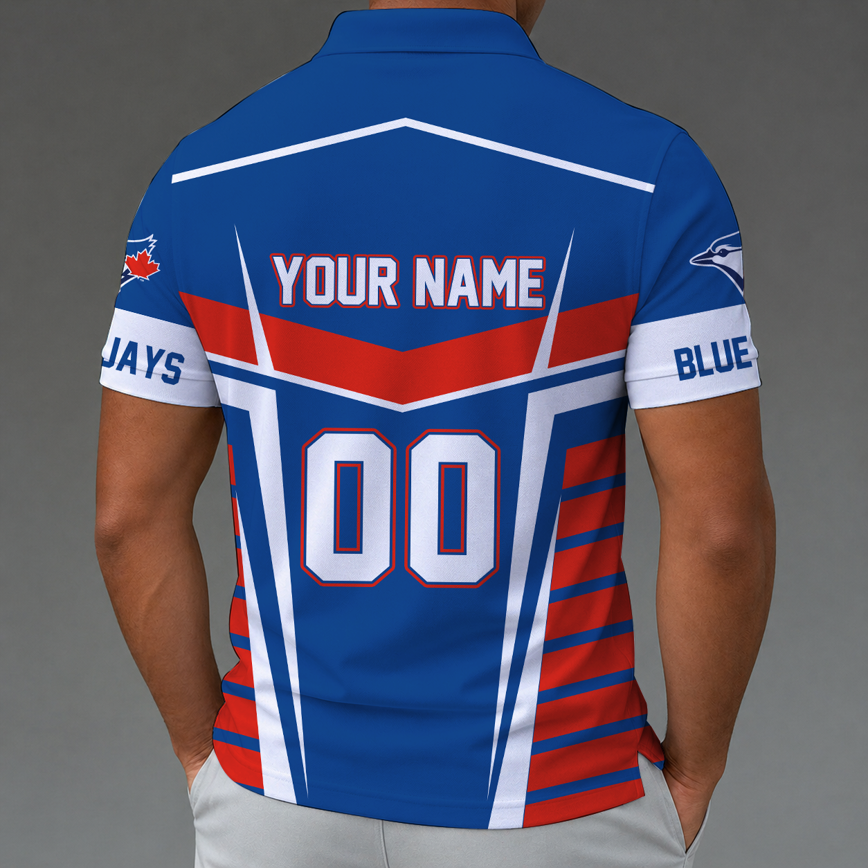 Limited Edition – Customized MLB Toronto Blue Jays Zip Polo Shirt - Image 2