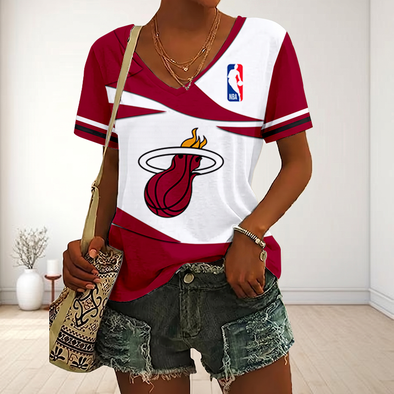 Limited Edition – Customized NBA Miami Heat V-Neck Female Shirt