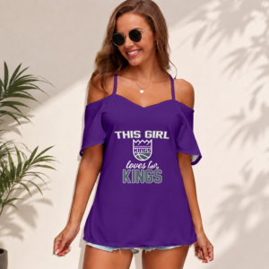 Limited Edition – Customized NBA Sacramento Kings Women’s Strappy Off-Shoulder Top