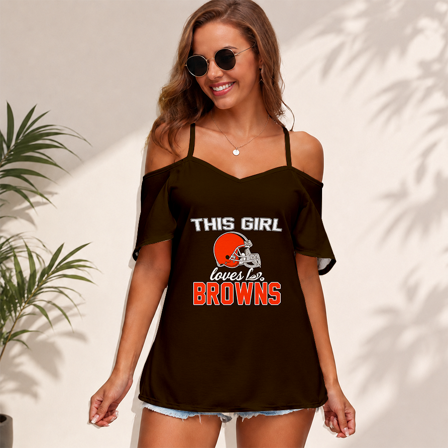 Limited Edition – Customized NFL Cleveland Browns Women’s Strappy Off-Shoulder Top