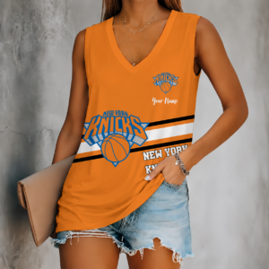 Limited Edition – Customized NBA New York Knicks Women’s V-Neck Tank Top