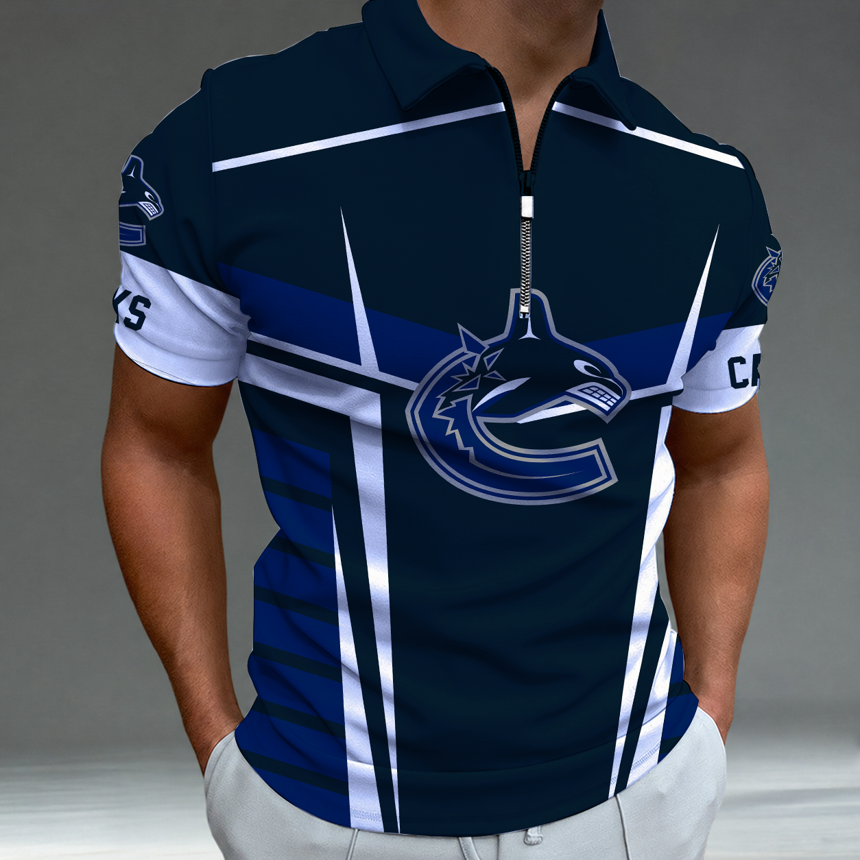 Limited Edition – Customized NHL Vancouver Canucks Zip Polo Shirt