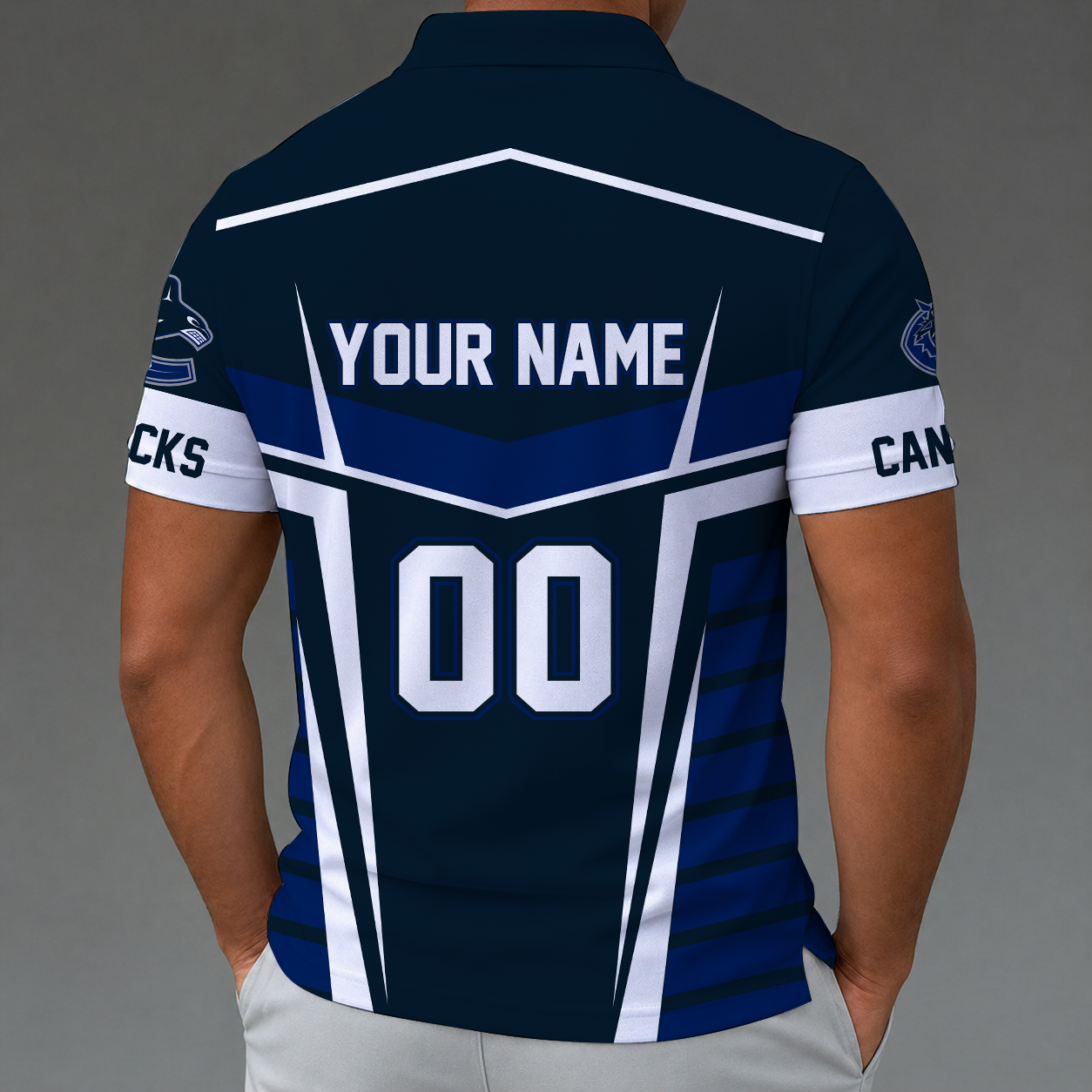 Limited Edition – Customized NHL Vancouver Canucks Zip Polo Shirt - Image 2