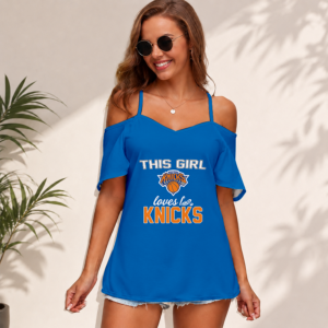 Limited Edition – Customized NBA New York Knicks Women’s Strappy Off-Shoulder Top