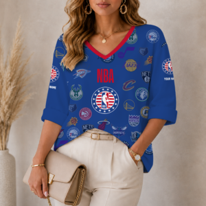 Limited Edition – Customized NBA All Teams Women’s Heart V-Neck Long Sleeve Shirt