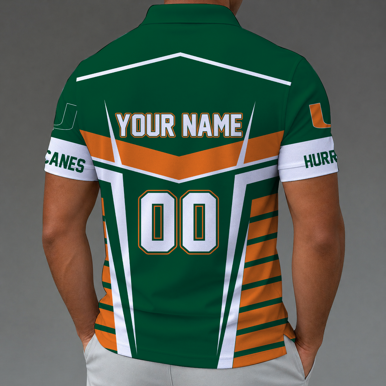 Limited Edition – New Customized NCAA Miami Hurricanes Zip Polo Shirt - Image 2