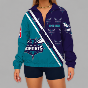 Limited Edition – Customized NBA Charlotte Hornets V-Neck Zipper Sweatshirt Jacket