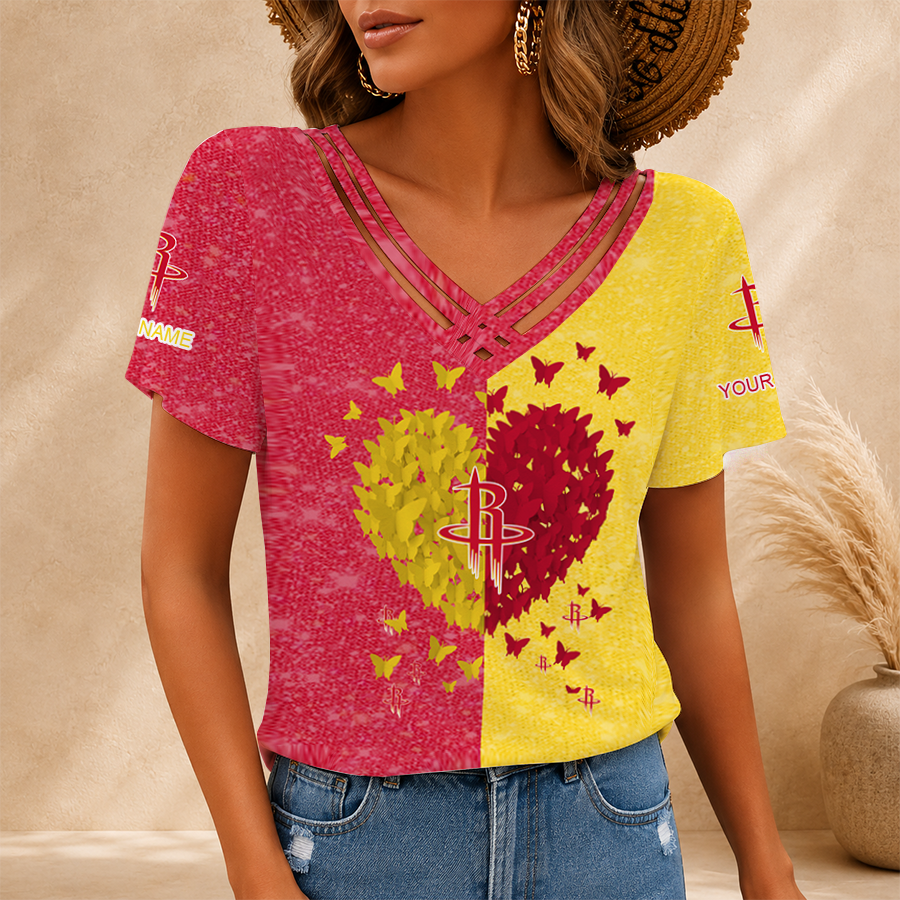 Limited Edition – Customized NBA Houston Rockets V-Neck Shirt