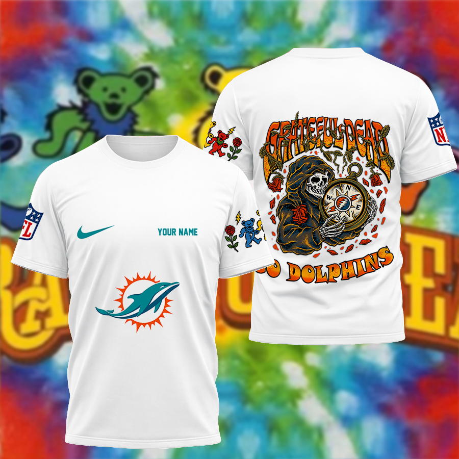 Limited Edition – Customized NFL Miami Dolphins x Grateful Dead T-Shirt