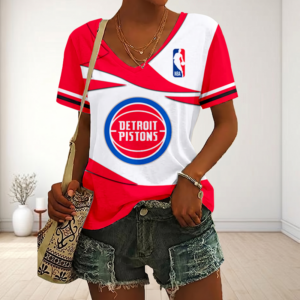 Limited Edition – Customized NBA Detroit Pistons V-Neck Female Shirt