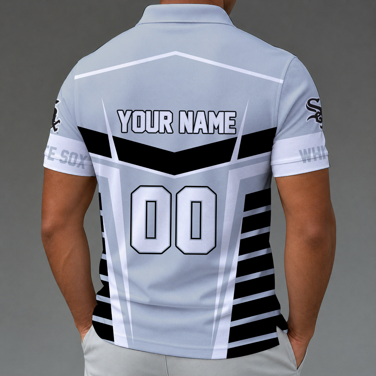 Limited Edition – Customized MLB Chicago White Sox Zip Polo Shirt - Image 2