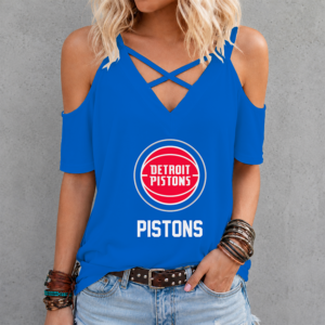 Limited Edition – Customized NBA Detroit Pistons Criss Cross V-Neck Top