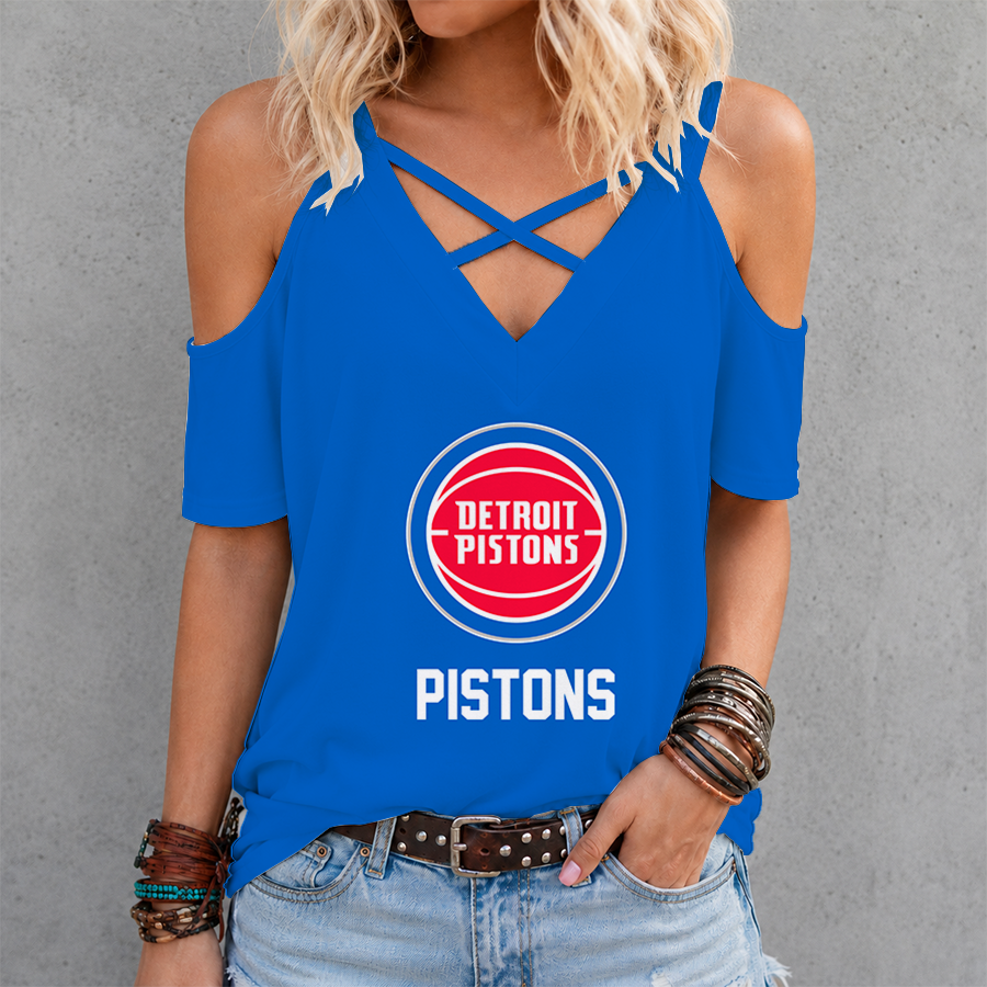 Limited Edition – Customized NBA Detroit Pistons Criss Cross V-Neck Top