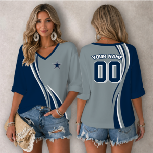 Limited Edition – Customized NFL Dallas Cowboys Women’s Heart V-Neck Long Sleeve Shirt