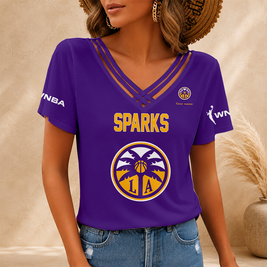 Limited Edition – Customized WNBA Los Angeles Sparks V-Neck Shirt