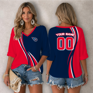 Limited Edition – Customized NFL Tennessee Titans Women’s Heart V-Neck Long Sleeve Shirt