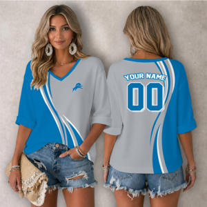 Limited Edition – Customized NFL Detroit Lions Women’s Heart V-Neck Long Sleeve Shirt