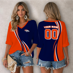 Limited Edition – Customized NFL Denver Broncos Women’s Heart V-Neck Long Sleeve Shirt