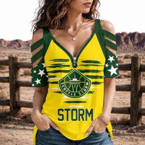 Limited Edition – Customized WNBA Seattle Storm Strappy Cold-Shoulder Top
