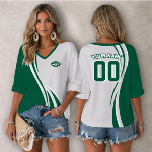 Limited Edition – Customized NFL Nyj New York Jets Women’s Heart V-Neck Long Sleeve Shirt