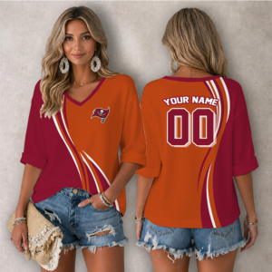Limited Edition – Customized NFL Tampa Bay Buccaneers Women’s Heart V-Neck Long Sleeve Shirt