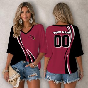 Limited Edition – Customized NFL Arizona Cardinals Women’s Heart V-Neck Long Sleeve Shirt