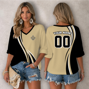Limited Edition – Customized NFL New Orleans Saints Women’s Heart V-Neck Long Sleeve Shirt
