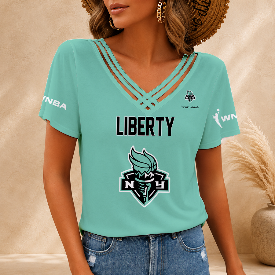Limited Edition – Customized WNBA New York Liberty V-Neck Shirt