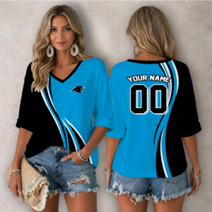 Limited Edition – Customized NFL Carolina Panthers Women’s Heart V-Neck Long Sleeve Shirt