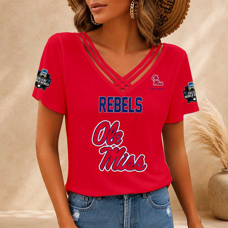 Limited Edition – Customized NCAA Ole Miss Rebels V-Neck Shirt