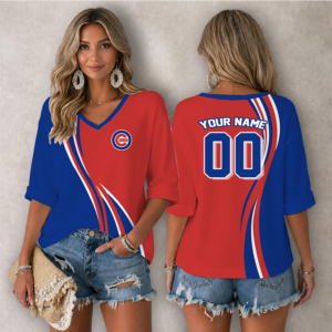 Limited Edition – Customized MLB Chicago Cubs Women’s Heart V-Neck Long Sleeve Shirt