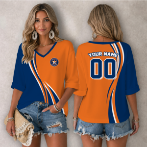 Limited Edition – Customized MLB Houston Astros Women’s Heart V-Neck Long Sleeve Shirt