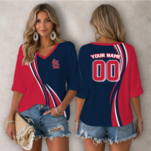 Limited Edition – Customized MLB St. Louis Cardinals Women’s Heart V-Neck Long Sleeve Shirt