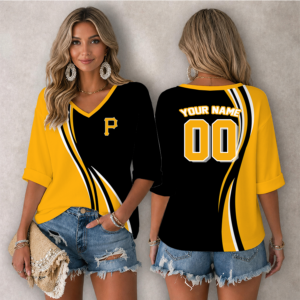 Limited Edition – Customized MLB Pittsburgh Pirates Women’s Heart V-Neck Long Sleeve Shirt
