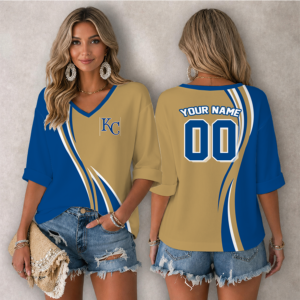 Limited Edition – Customized MLB Kansas City Royals Women’s Heart V-Neck Long Sleeve Shirt