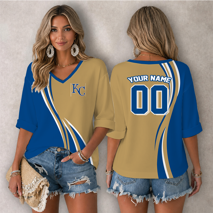 Limited Edition – Customized MLB Kansas City Royals Women’s Heart V-Neck Long Sleeve Shirt