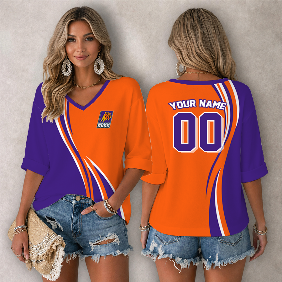 Limited Edition – Customized NBA Phoenix Suns Women’s Heart V-Neck Long Sleeve Shirt