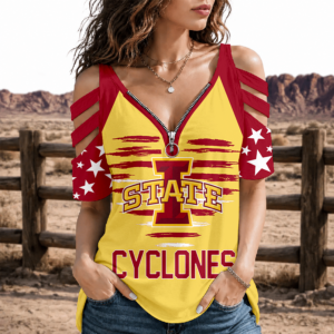 Limited Edition – Customized NCAA Iowa State Cyclones Strappy Cold-Shoulder Top