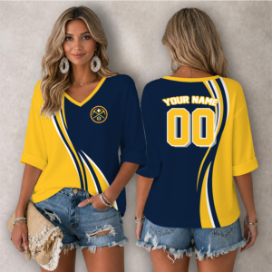 Limited Edition – Customized NBA Denver Nuggets Women’s Heart V-Neck Long Sleeve Shirt