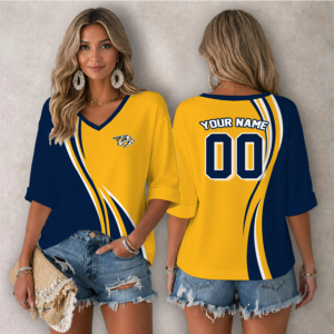 Limited Edition – Customized NHL Nashville Predators Women’s Heart V-Neck Long Sleeve Shirt