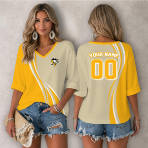 Limited Edition – Customized NHL Pittsburgh Penguins Women’s Heart V-Neck Long Sleeve Shirt