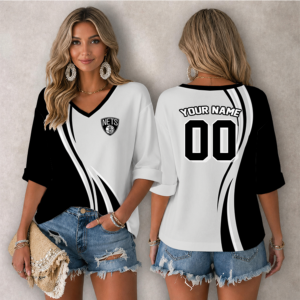 Limited Edition – Customized NBA Brooklyn Nets Women’s Heart V-Neck Long Sleeve Shirt